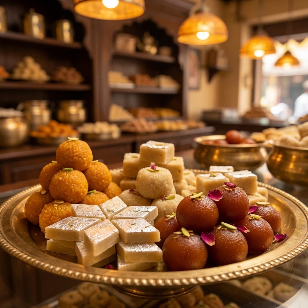 Assortment of delicious Indian sweets